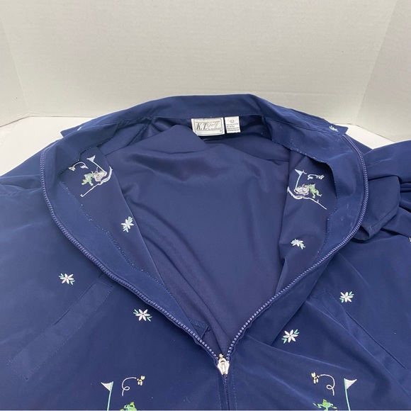 K T Golf Kenneth Tool Long Sleeve Large Jacket Embroidered Blue w/Frogs playing - Picture 9 of 13